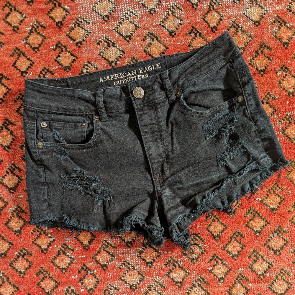 Size 8 American Eagle Hi-Rise Festival Black Shorts